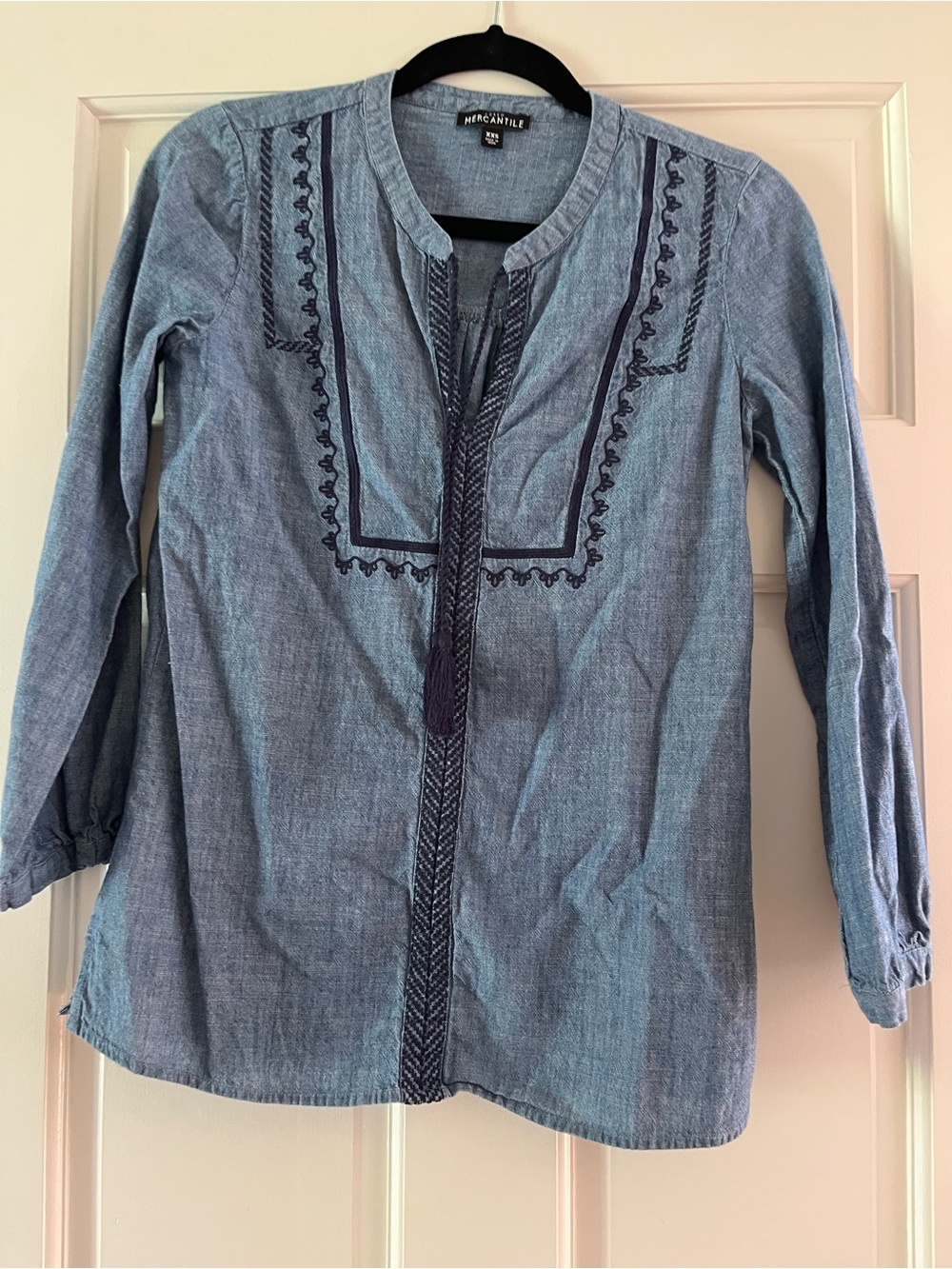 J. Crew Factory Light Blue Embroidered Chambray Tunic